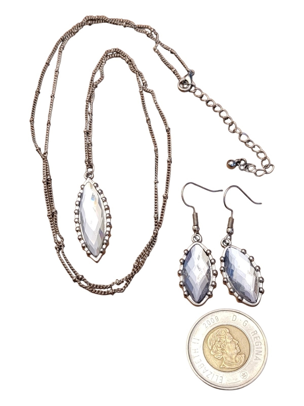 Clear Crystal Marquise Necklace and Earring Set